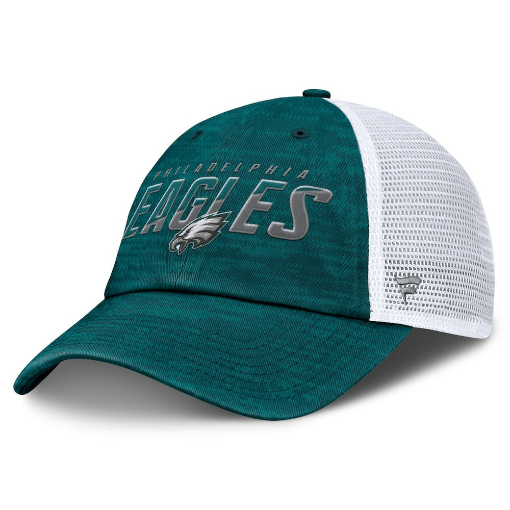Philadelphia Eagles Challenge Trucker Adjustable Hat Heather Midnight Green - Fanatics