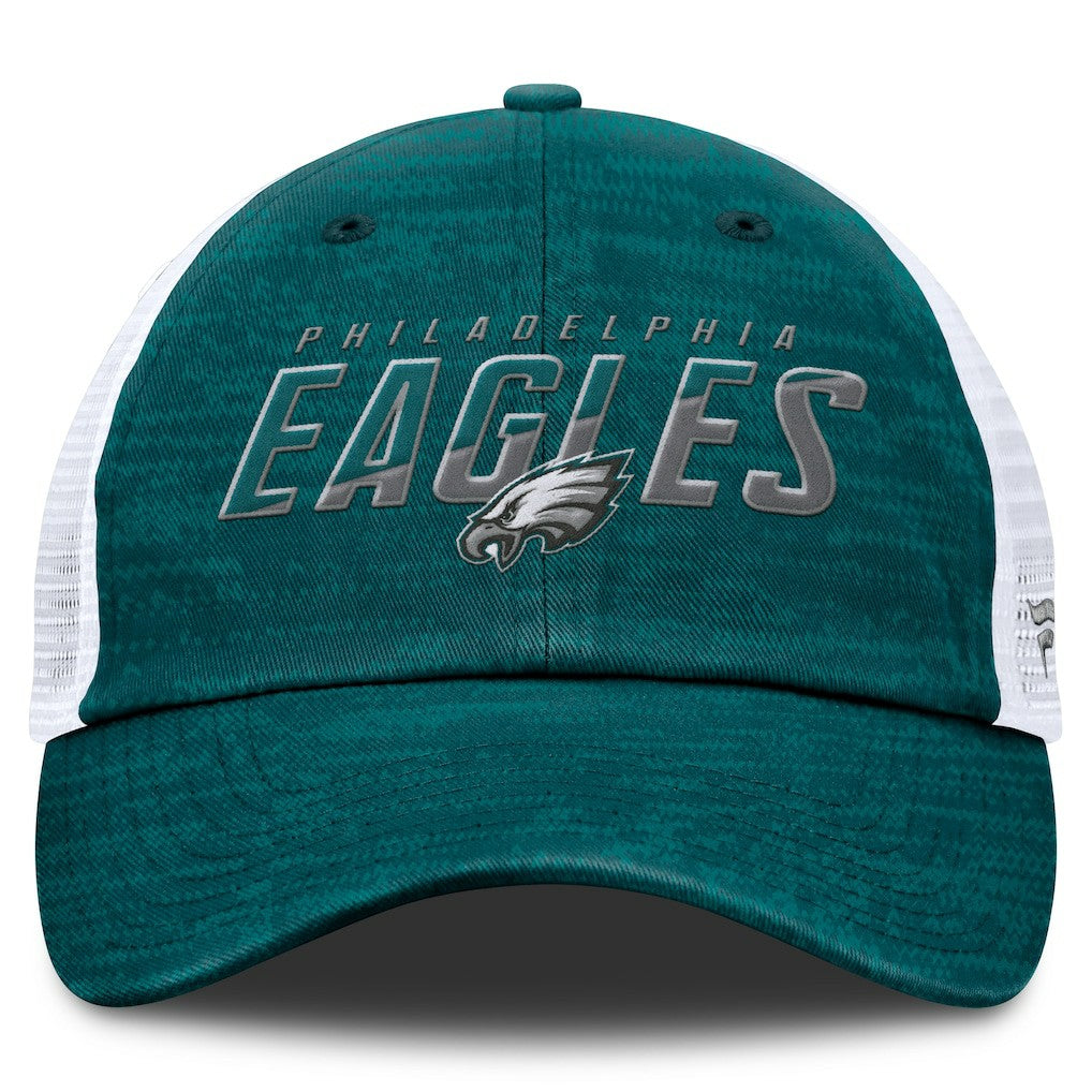 Philadelphia Eagles Challenge Trucker Adjustable Hat Heather Midnight Green - Fanatics