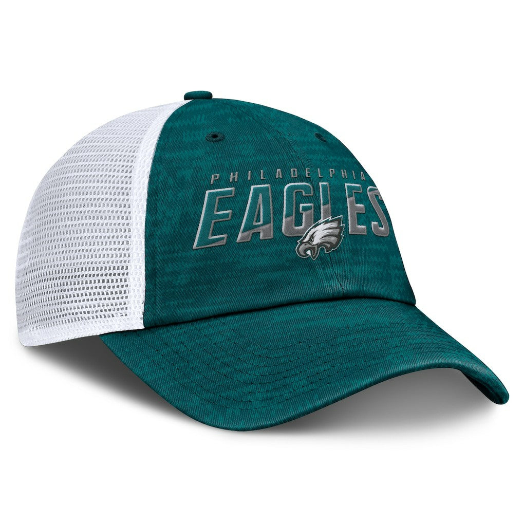 Philadelphia Eagles Challenge Trucker Adjustable Hat Heather Midnight Green - Fanatics