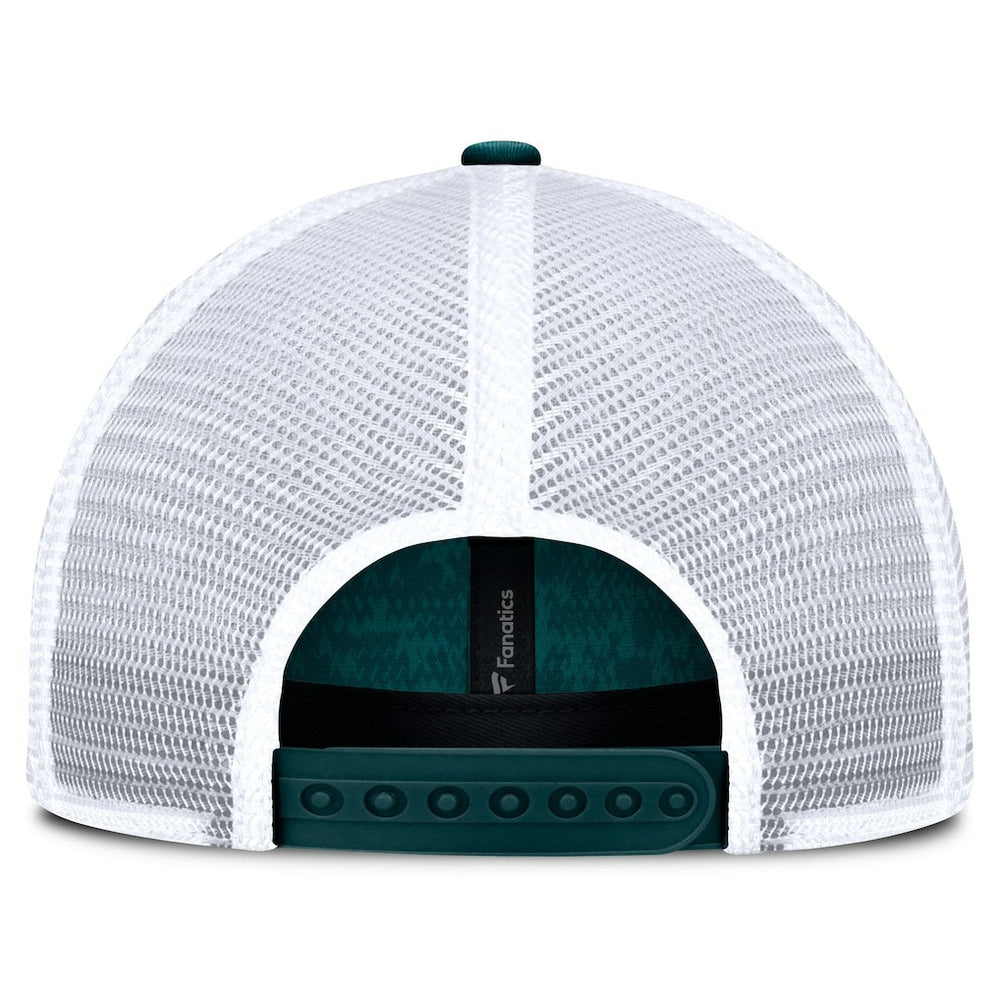 Philadelphia Eagles Challenge Trucker Adjustable Hat Heather Midnight Green - Fanatics