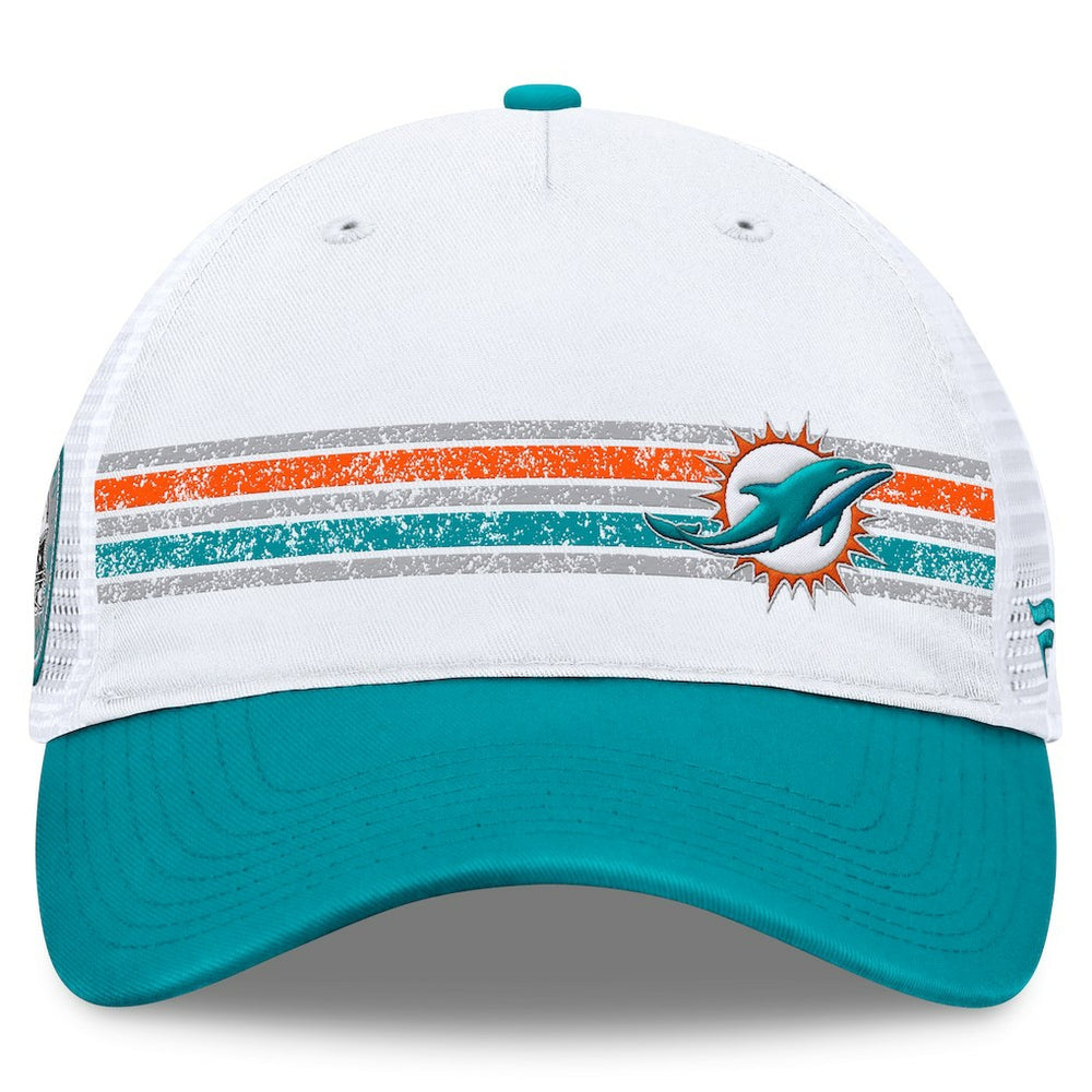 Miami Dolphins Flawless Stripe Adjustable Hat White/Aqua - Fanatics