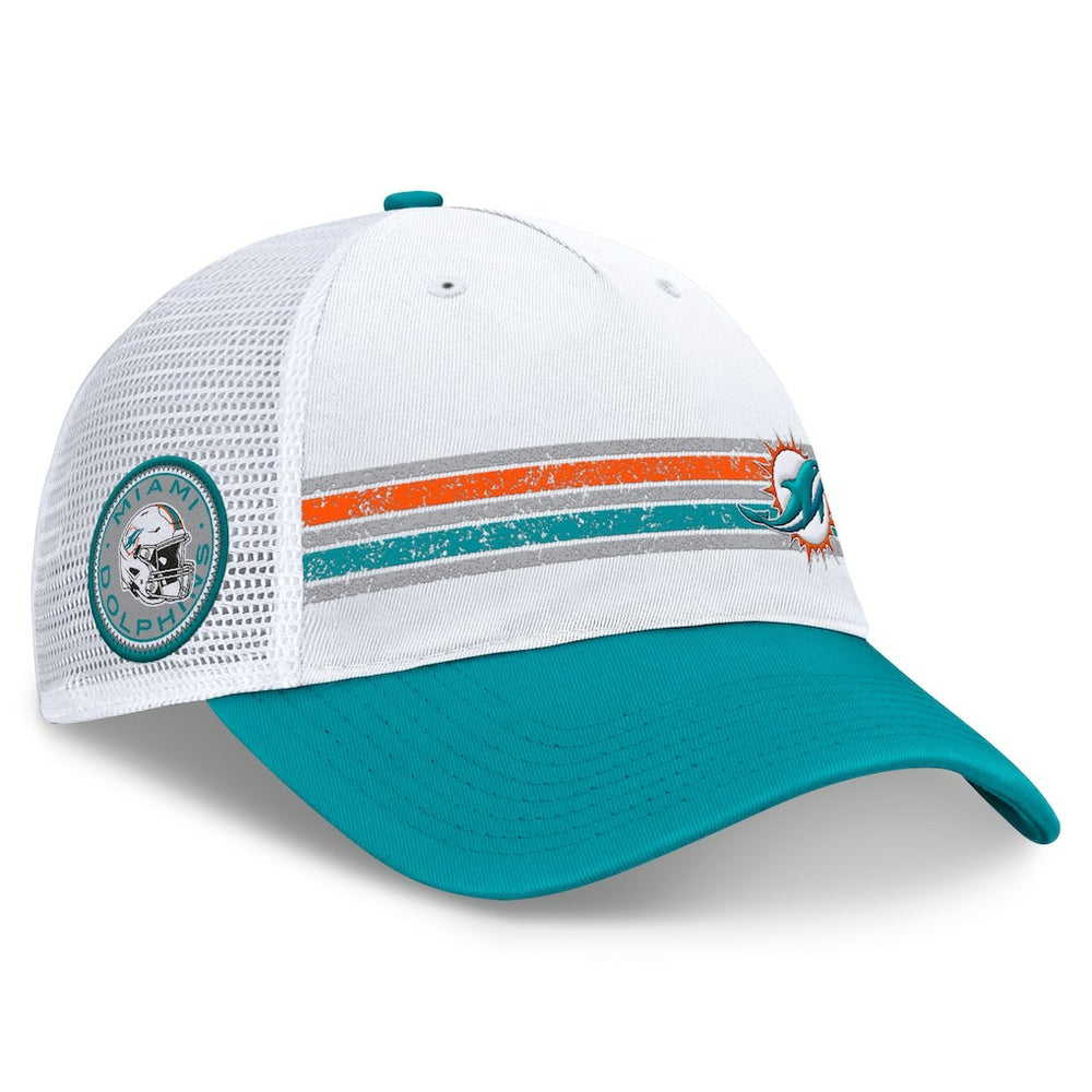 Miami Dolphins Flawless Stripe Adjustable Hat White/Aqua - Fanatics