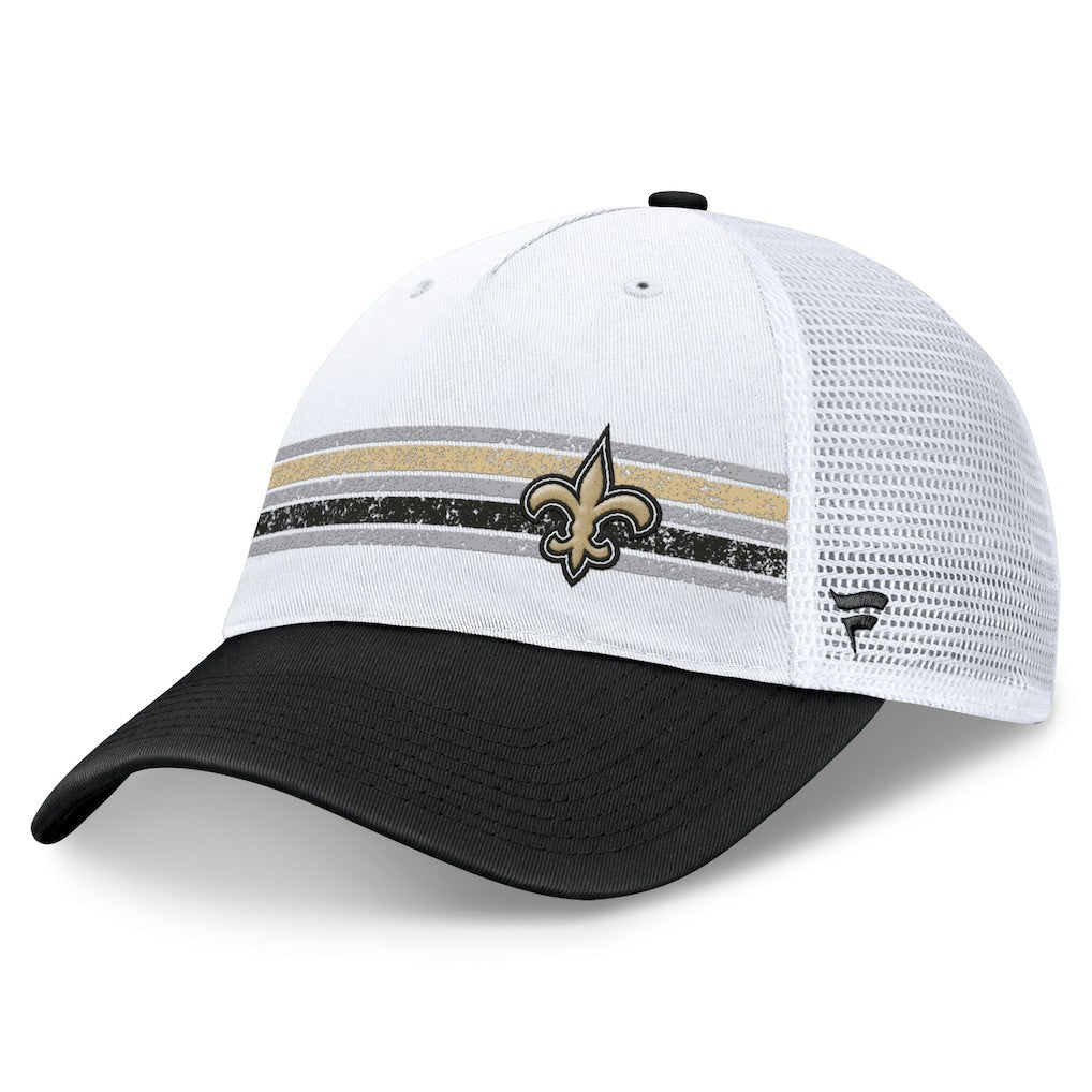 New Orleans Saints Flawless Stripe Adjustable Hat White/Black - Fanatics
