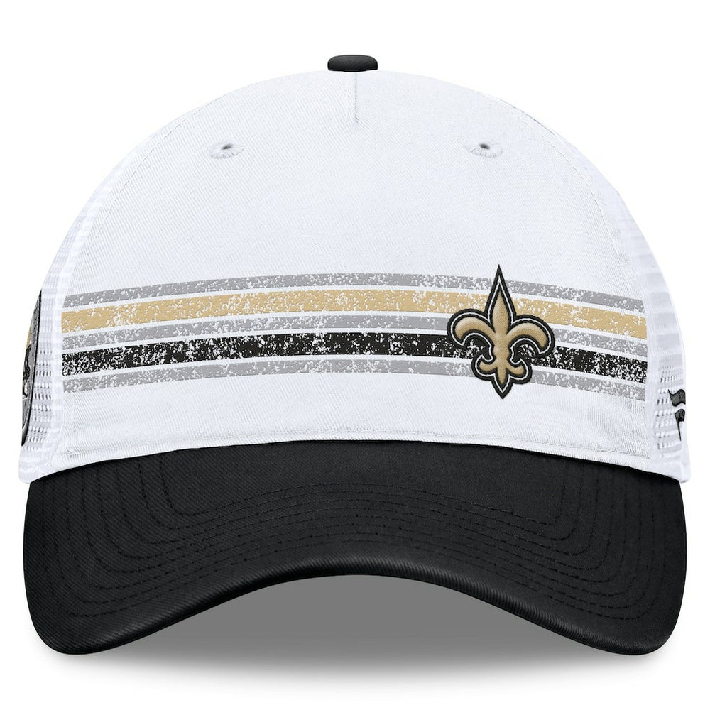 New Orleans Saints Flawless Stripe Adjustable Hat White/Black - Fanatics