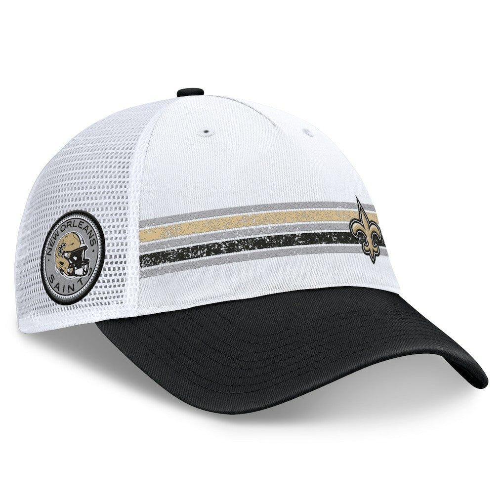 New Orleans Saints Flawless Stripe Adjustable Hat White/Black - Fanatics