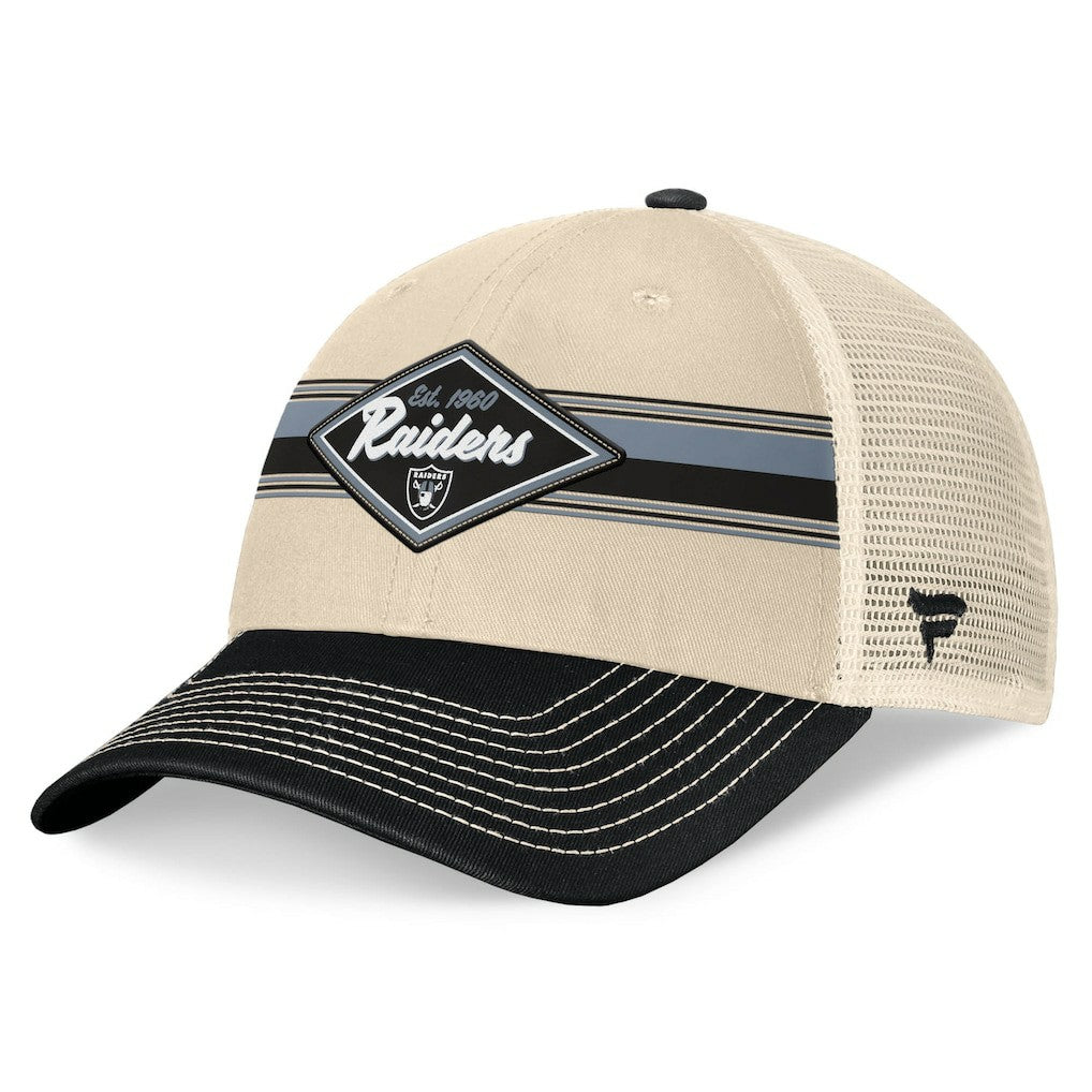 Las Vegas Raiders Diamond Stripe Trucker Adjustable Hat Natural/Black - Fanatics