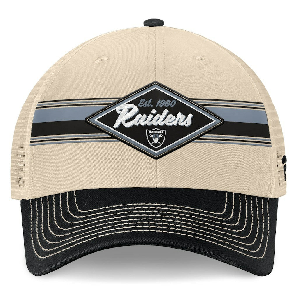 Las Vegas Raiders Diamond Stripe Trucker Adjustable Hat Natural/Black - Fanatics