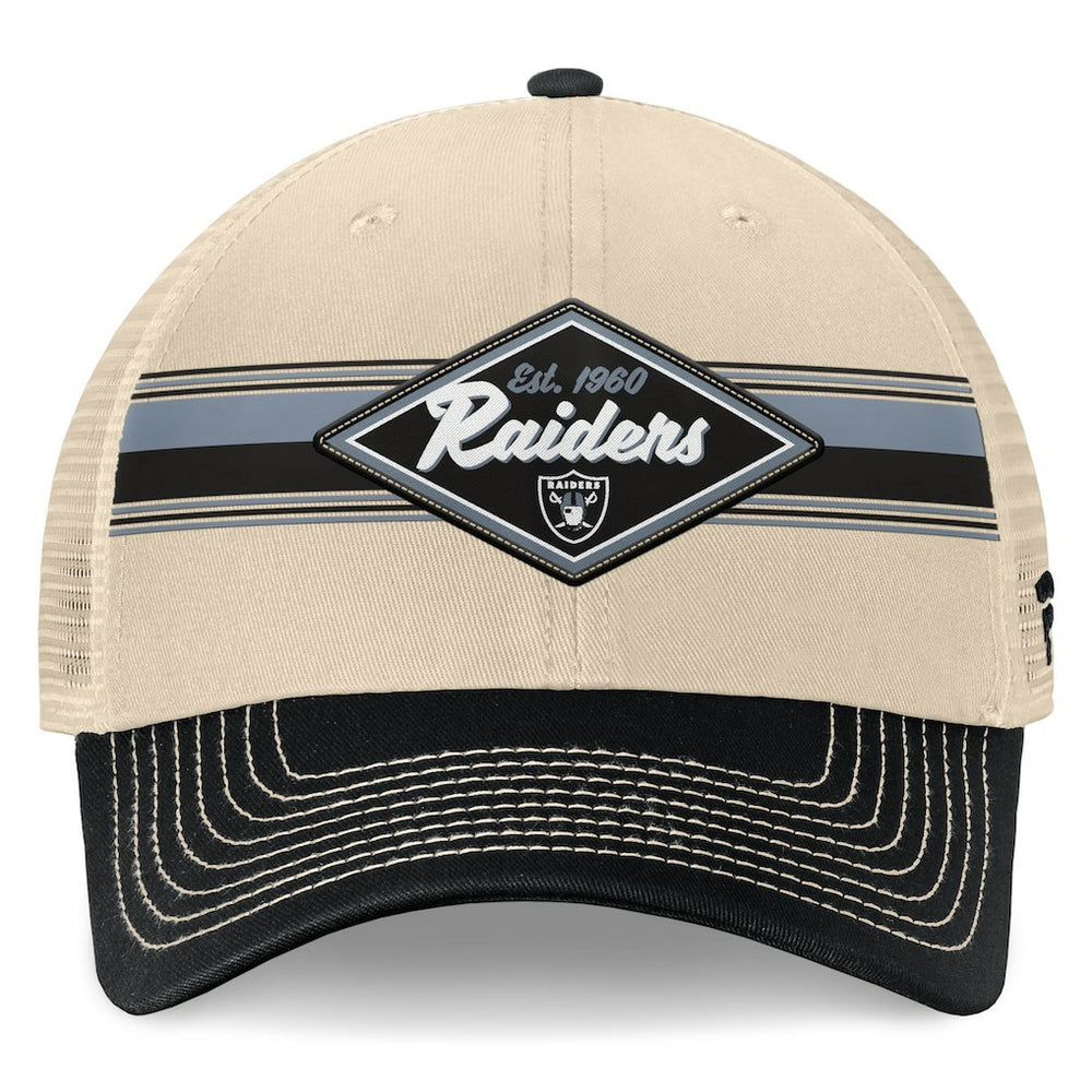 Las Vegas Raiders Diamond Stripe Trucker Adjustable Hat Natural/Black - Fanatics