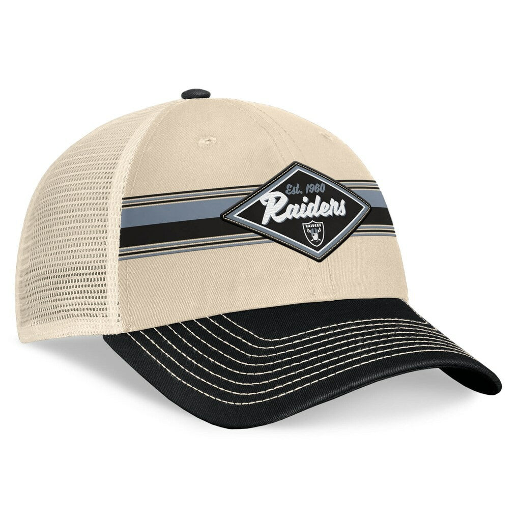 Las Vegas Raiders Diamond Stripe Trucker Adjustable Hat Natural/Black - Fanatics