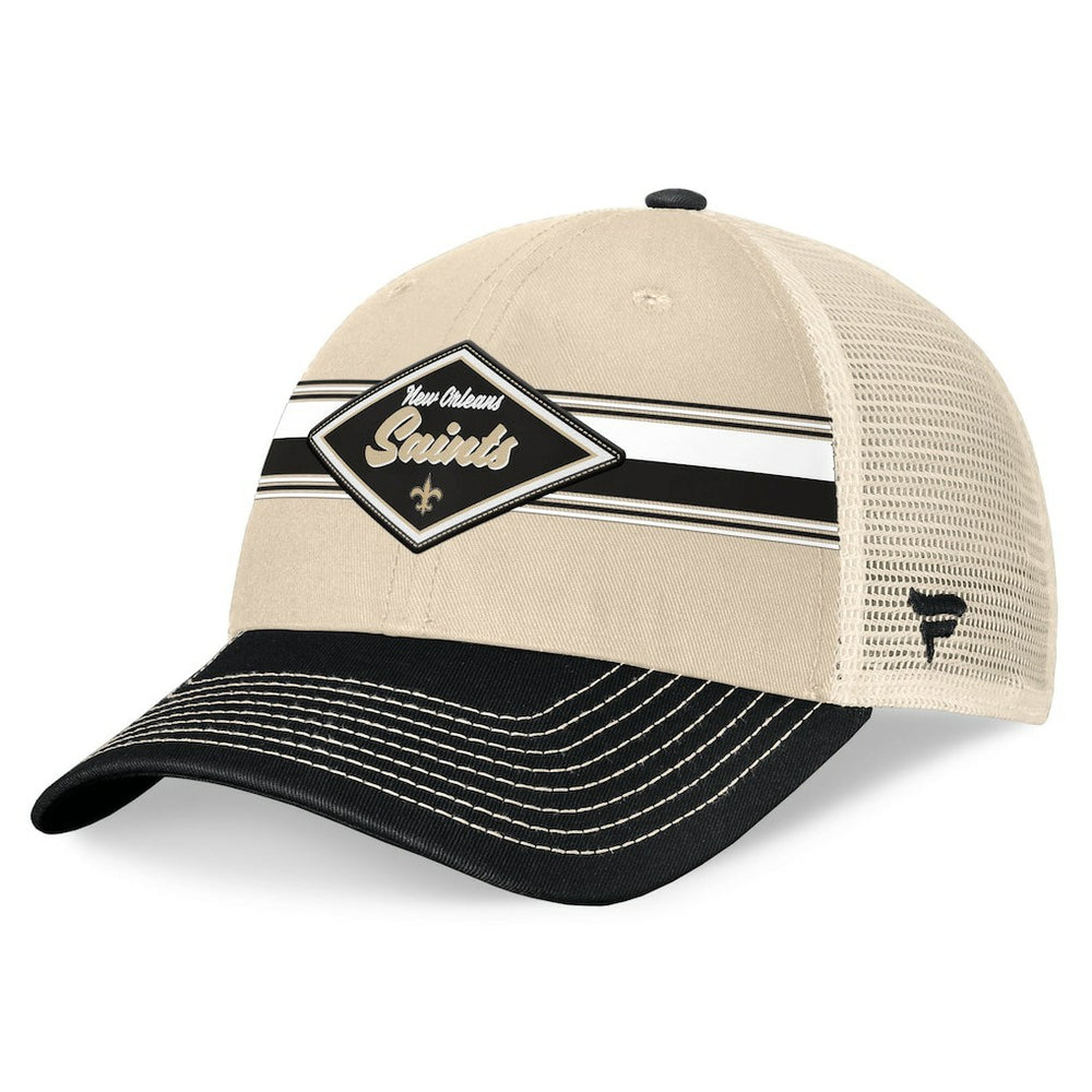 New Orleans Saints Diamond Stripe Trucker Adjustable Hat Natural/Black - Fanatics
