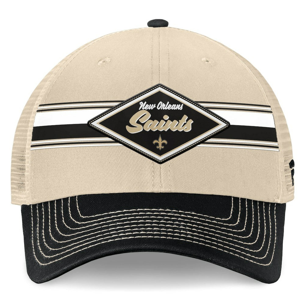 New Orleans Saints Diamond Stripe Trucker Adjustable Hat Natural/Black - Fanatics