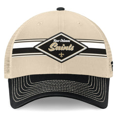 New Orleans Saints Diamond Stripe Trucker Adjustable Hat Natural/Black - Fanatics