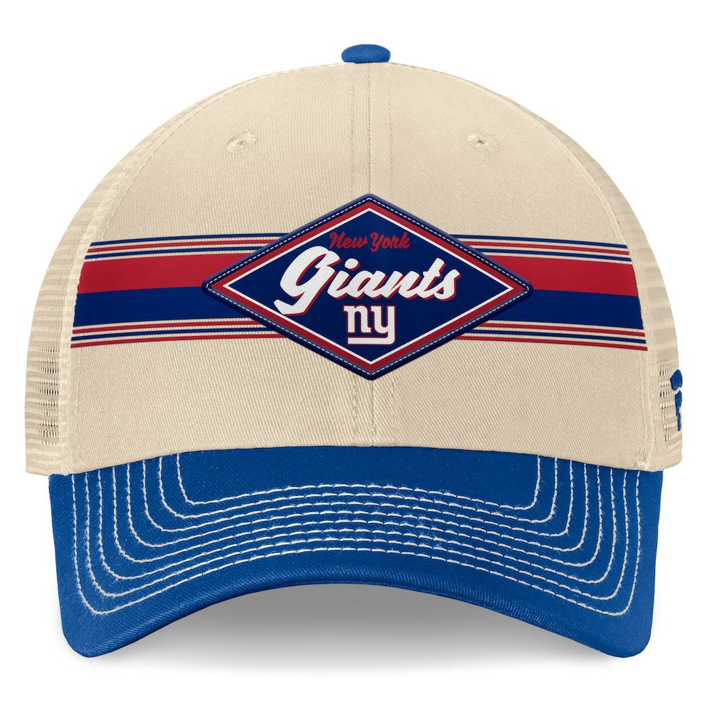 New York Giants Diamond Stripe Trucker Adjustable Hat Natural/Royal - Fanatics