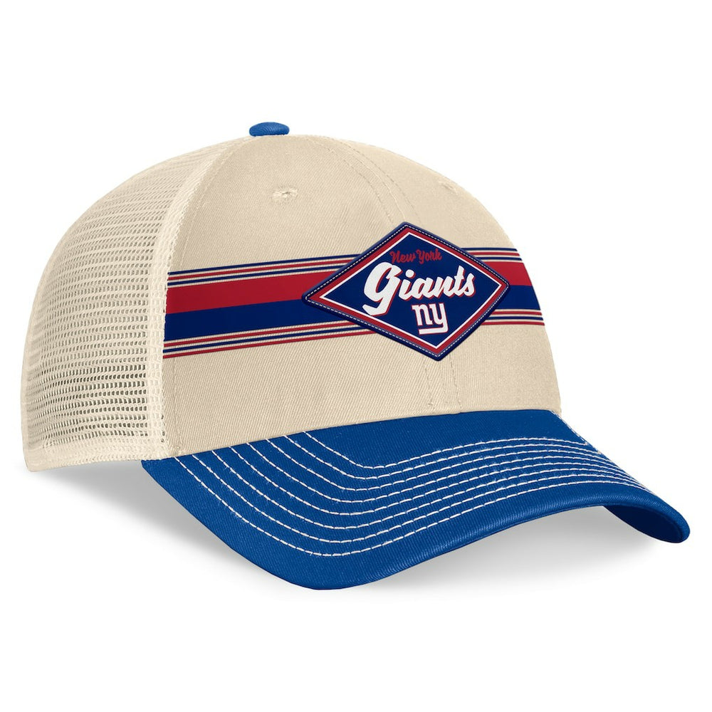 New York Giants Diamond Stripe Trucker Adjustable Hat Natural/Royal - Fanatics