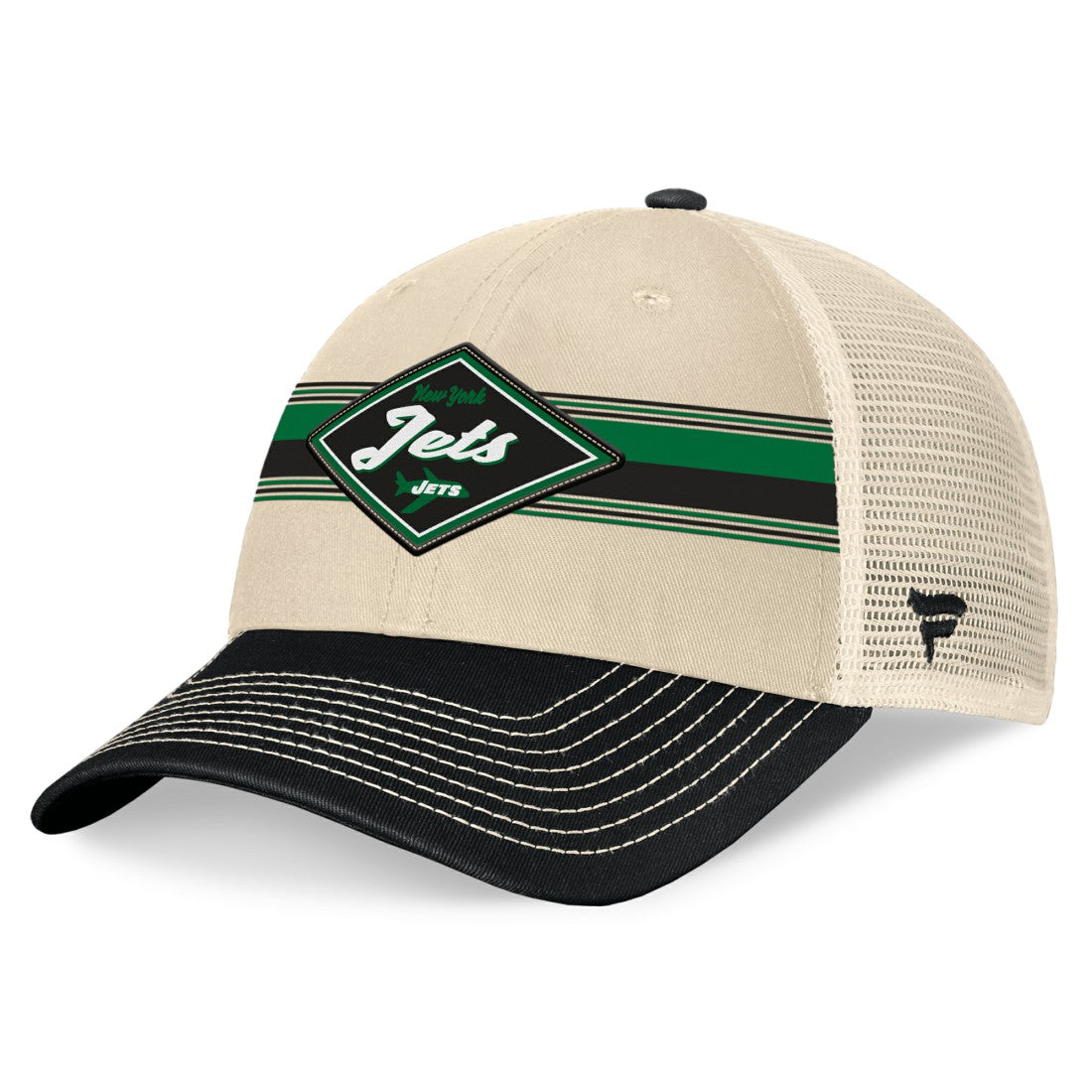 New York Jets Diamond Stripe Trucker Adjustable Hat Natural/Black - Fanatics