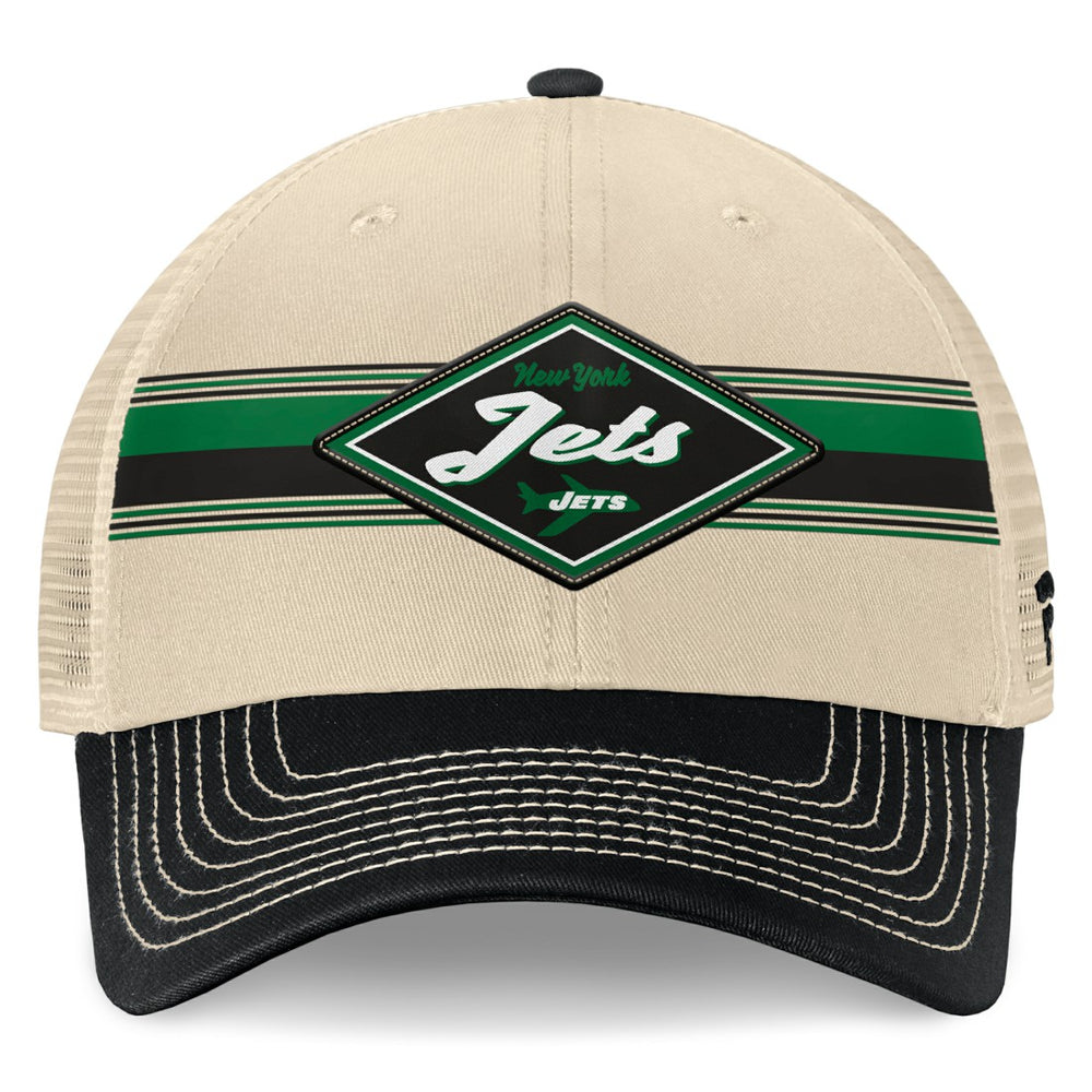 New York Jets Diamond Stripe Trucker Adjustable Hat Natural/Black - Fanatics