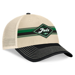 New York Jets Diamond Stripe Trucker Adjustable Hat Natural/Black - Fanatics