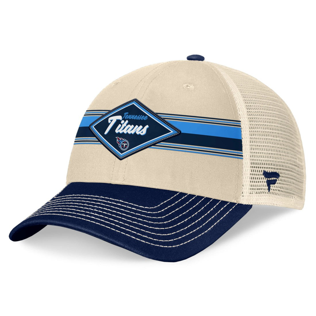 Tennessee Titans Diamond Stripe Trucker Adjustable Hat Natural/Navy - Fanatics