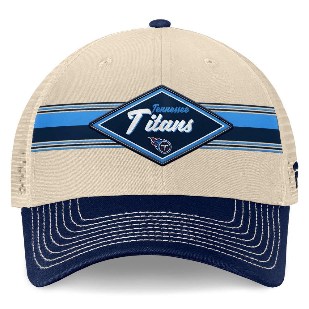 Tennessee Titans Diamond Stripe Trucker Adjustable Hat Natural/Navy - Fanatics