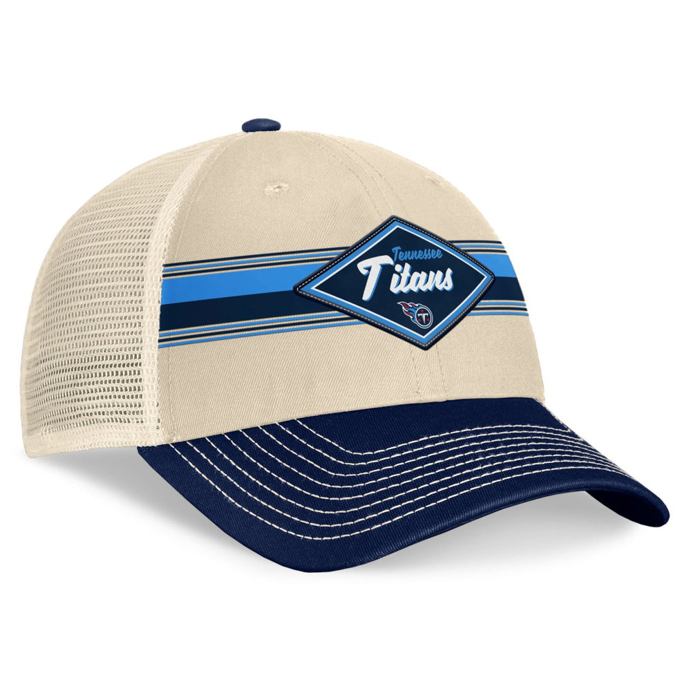 Tennessee Titans Diamond Stripe Trucker Adjustable Hat Natural/Navy - Fanatics