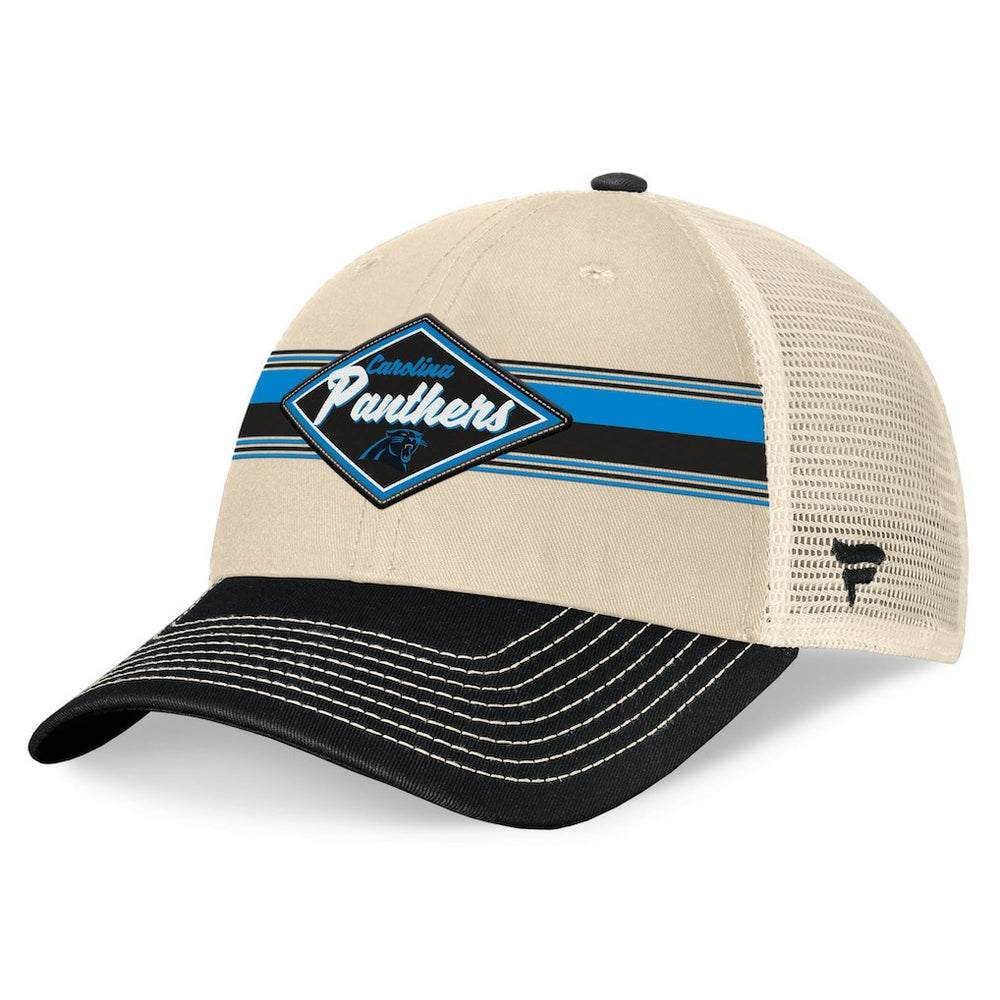 Carolina Panthers Diamond Stripe Trucker Adjustable Hat Natural/Black - Fanatics