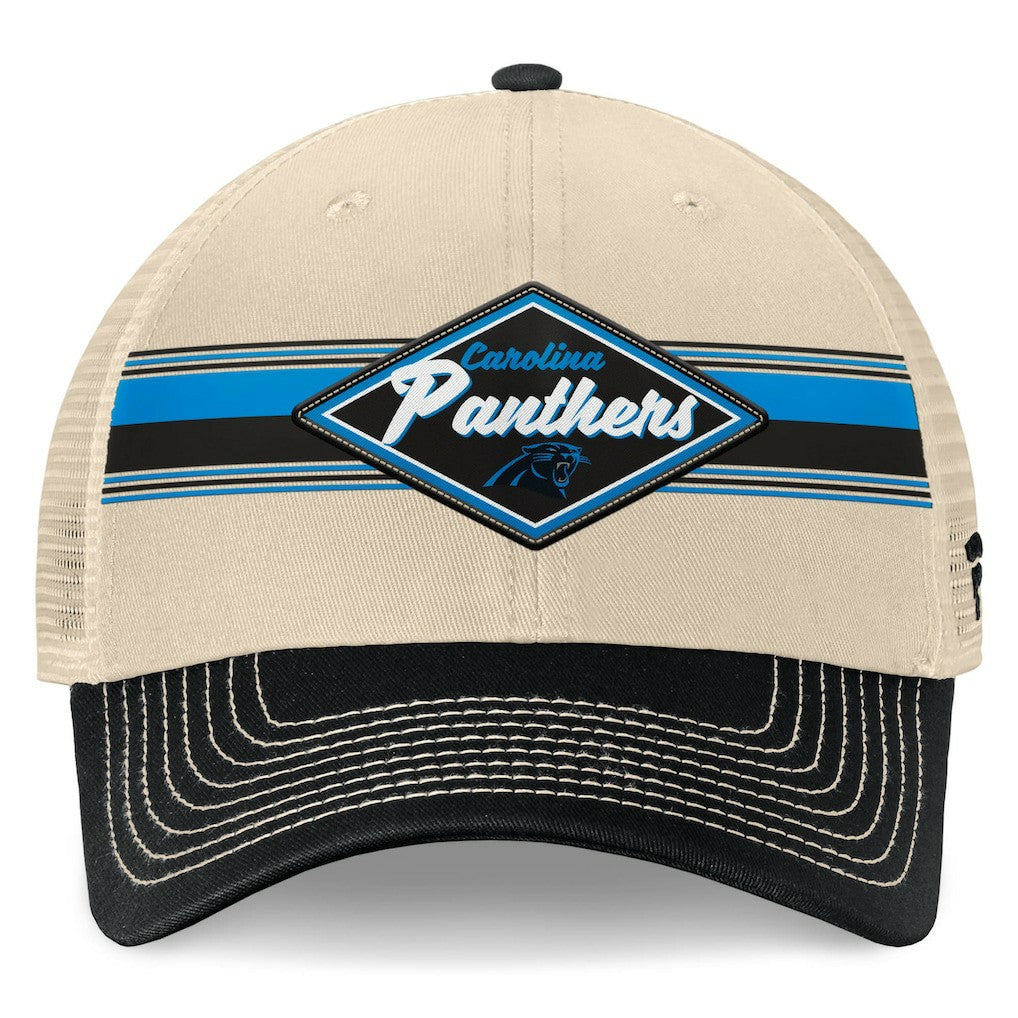 Carolina Panthers Diamond Stripe Trucker Adjustable Hat Natural/Black - Fanatics