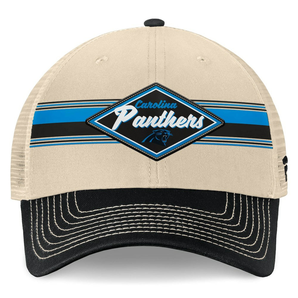 Carolina Panthers Diamond Stripe Trucker Adjustable Hat Natural/Black - Fanatics