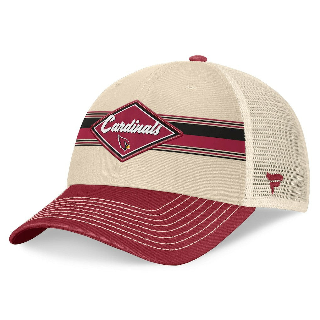 Arizona Cardinals Diamond Stripe Trucker Adjustable Hat Natural/Cardinal - Fanatics