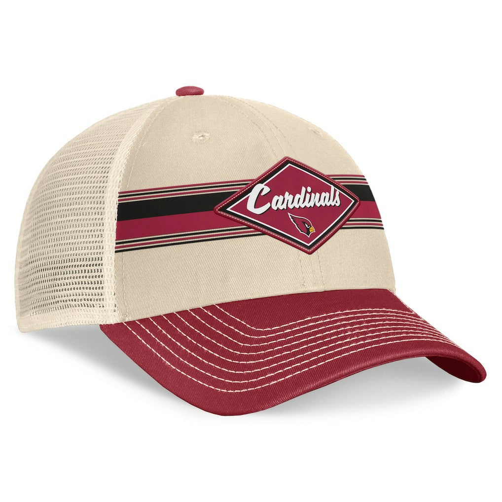 Arizona Cardinals Diamond Stripe Trucker Adjustable Hat Natural/Cardinal - Fanatics