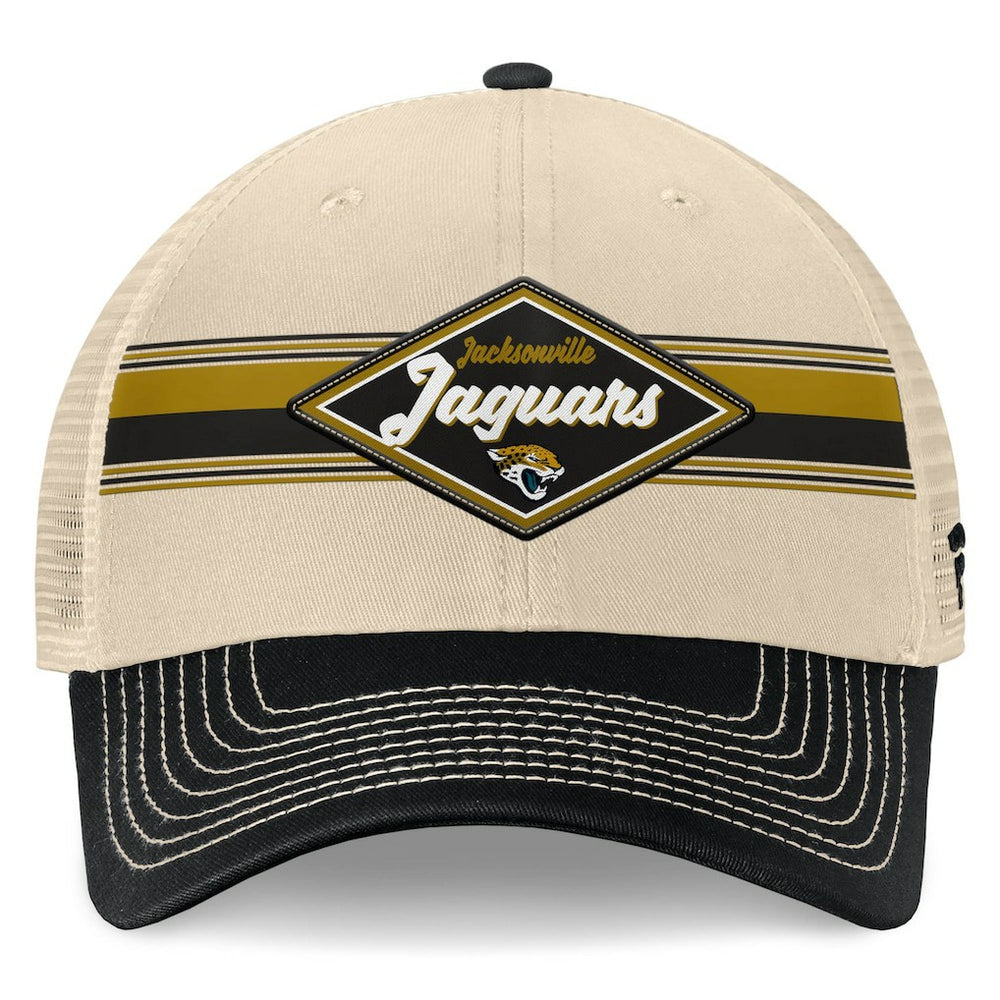 Jacksonville Jaguars Diamond Stripe Trucker Adjustable Hat Natural/Black - Fanatics