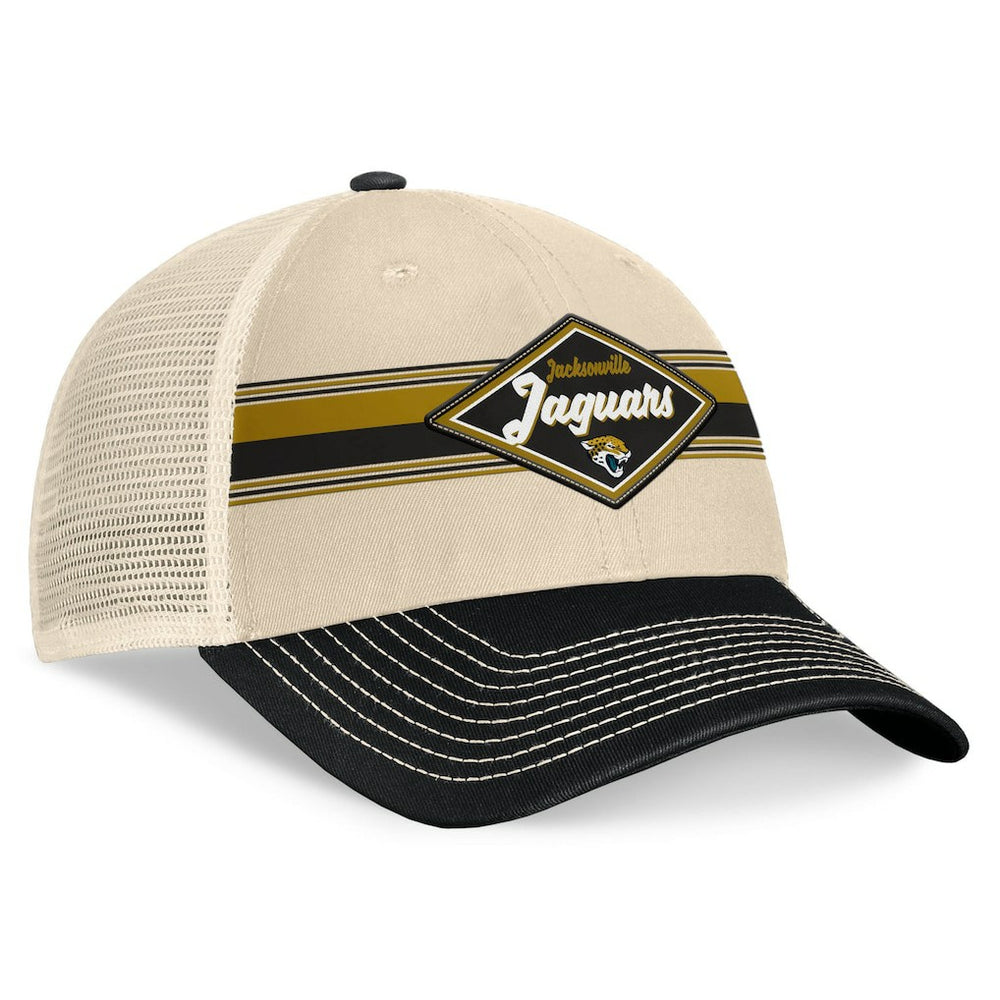 Jacksonville Jaguars Diamond Stripe Trucker Adjustable Hat Natural/Black - Fanatics