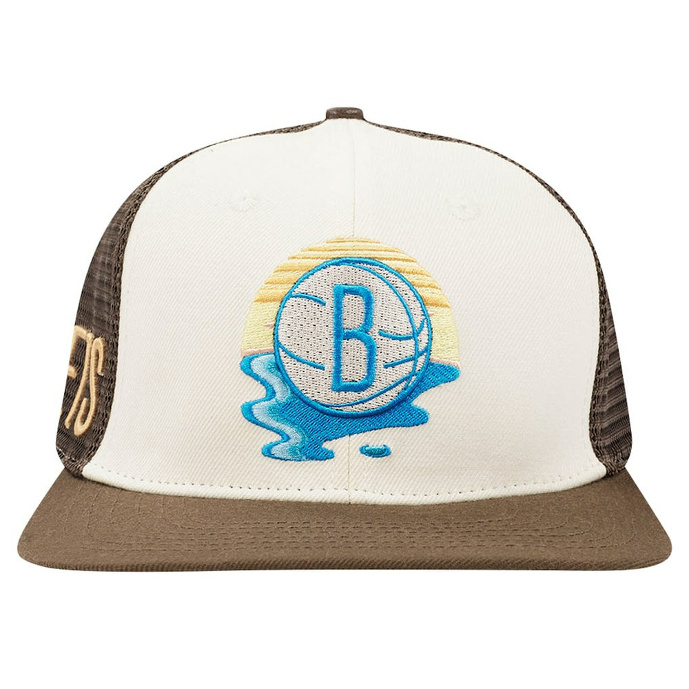 NBA - Brooklyn Nets Pro Standard Glint Sunset Snapback Hat - Cream/Brown