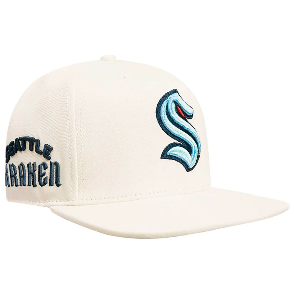Seattle Kraken Pro Standard Retro Classic Logo Snapback Hat Cream