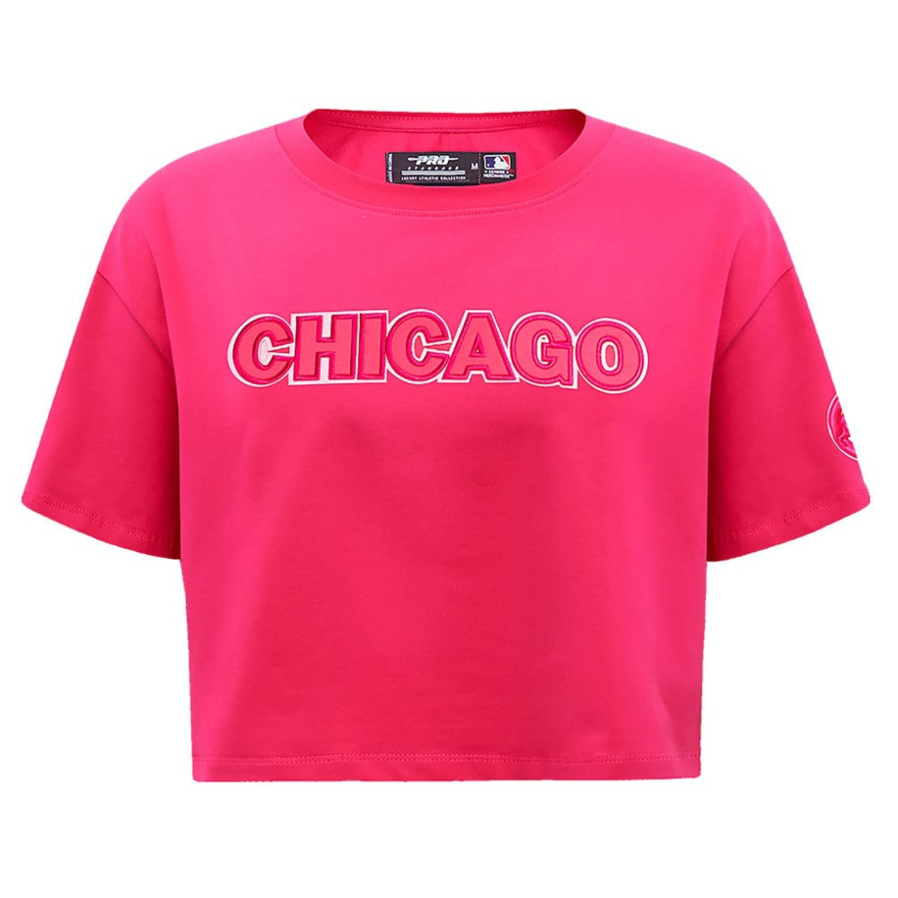 Chicago Cubs Pro Standard Women's Triple Pink Boxy Cropped T-Shirt for sale