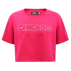 Chicago Cubs Pro Standard Women's Triple Pink Boxy Cropped T-Shirt for sale