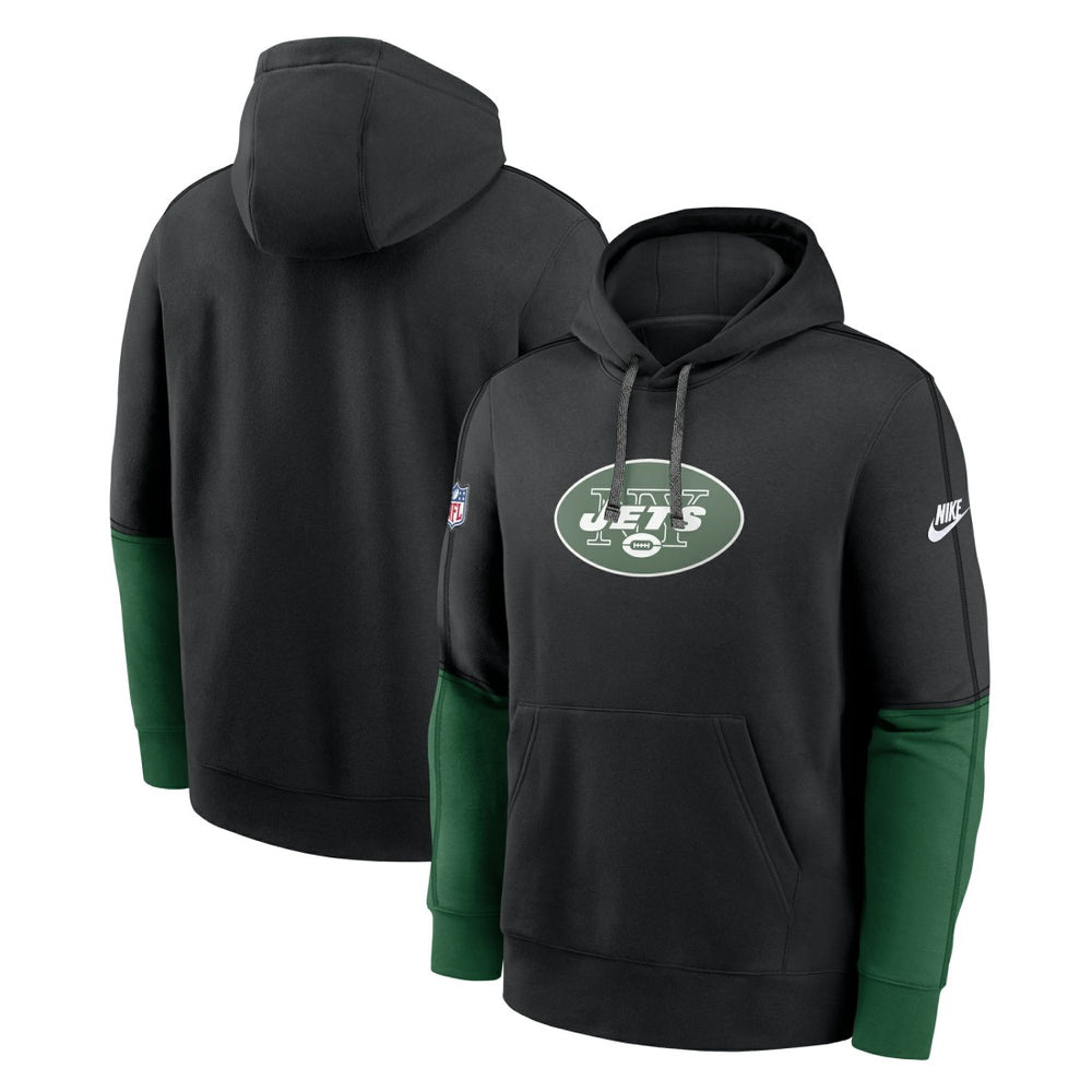 New York Jets Throwback Logo Club Tri-Blend Pullover Hoodie Black - Nike