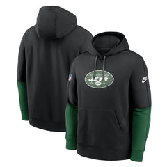 New York Jets Throwback Logo Club Tri-Blend Pullover Hoodie Black - Nike