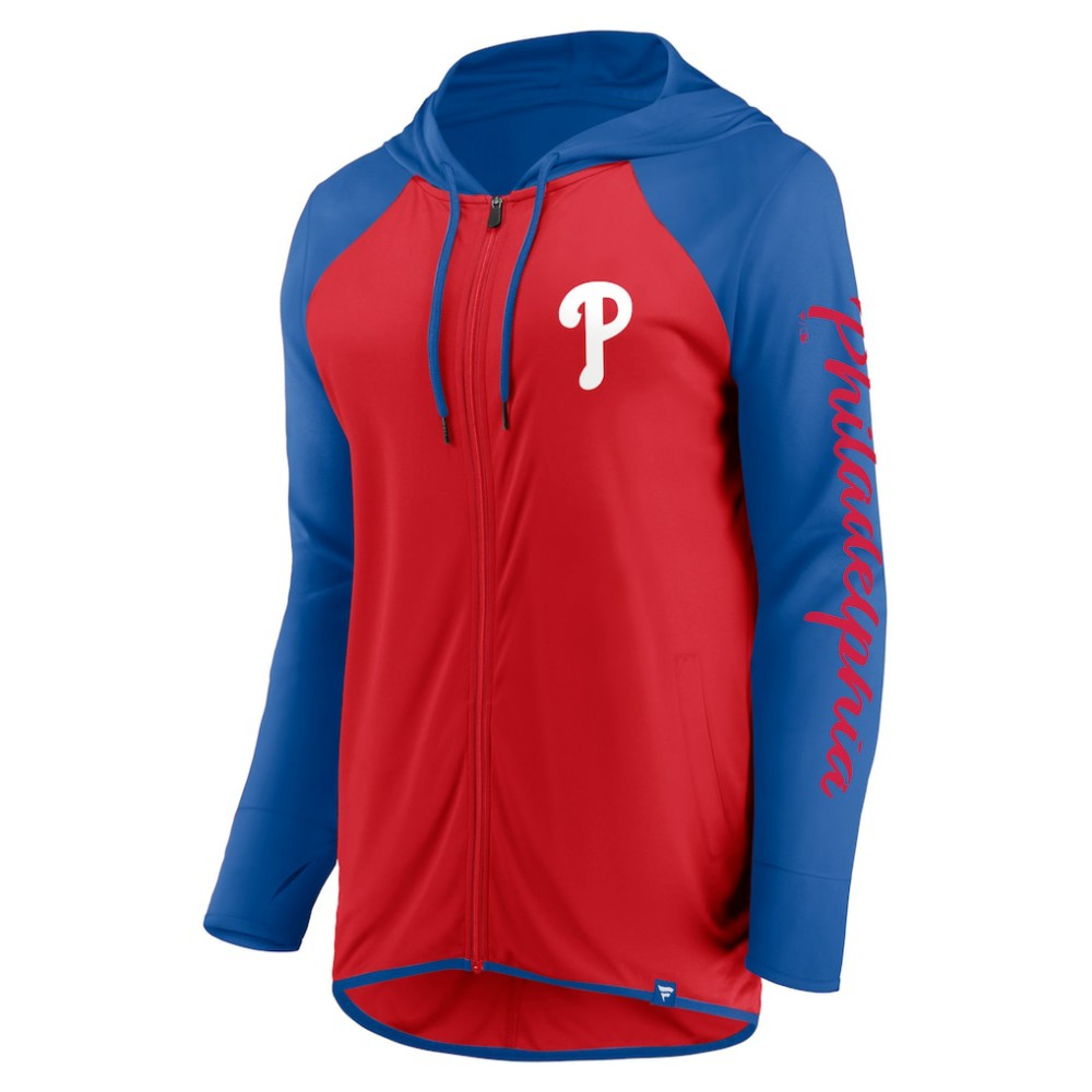 Philadelphia Phillies Fanatics Women's Script Sleeve Full-Zip Hoodie Sale