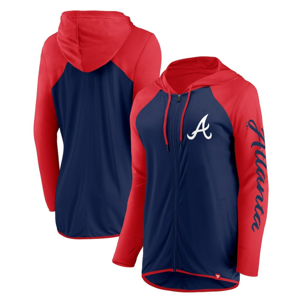 Atlanta Braves Fanatics Women's Script Sleeve Full-Zip Hoodie Lifestyle