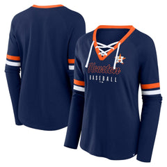 Houston Astros Fanatics Women's Won & Done Raglan Lace-Up Long Sleeve T-Shirt Near Me