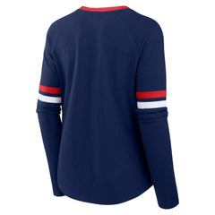 Atlanta Braves Fanatics Women's Won & Done Raglan Lace-Up Long Sleeve T-Shirt for sale