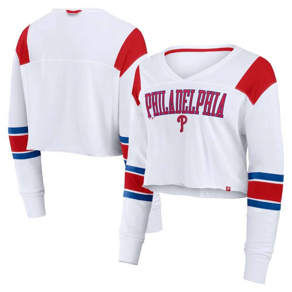 Philadelphia Phillies Fanatics Women's Stretch Cropped Fashion Long Sleeve T-Shirt Near Me
