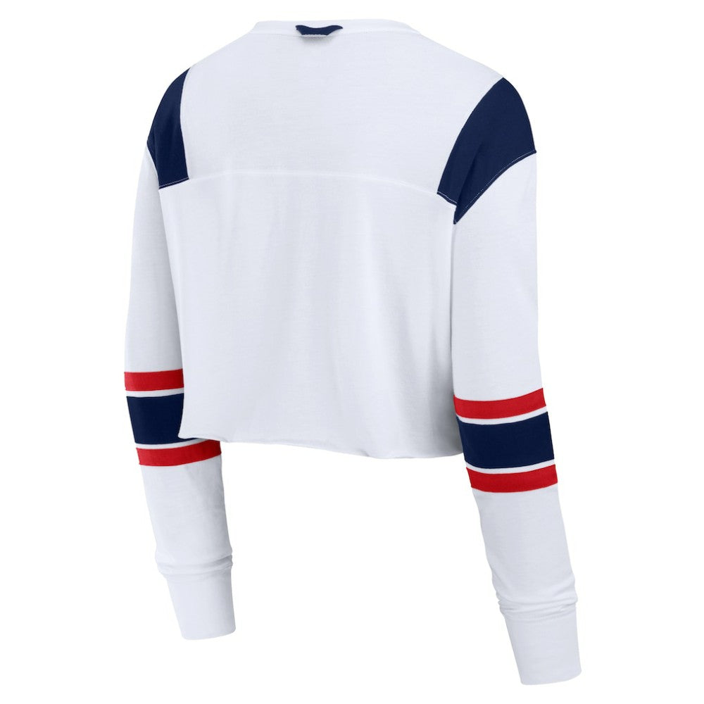 Atlanta Braves Fanatics Women's Stretch Cropped Fashion Long Sleeve T-Shirt On Sale