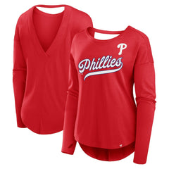 Philadelphia Phillies Fanatics Women's Core Boat Neck Long Sleeve T-Shirt  On Sale