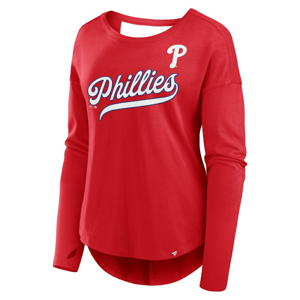 Philadelphia Phillies Fanatics Women's Core Boat Neck Long Sleeve T-Shirt  On Sale