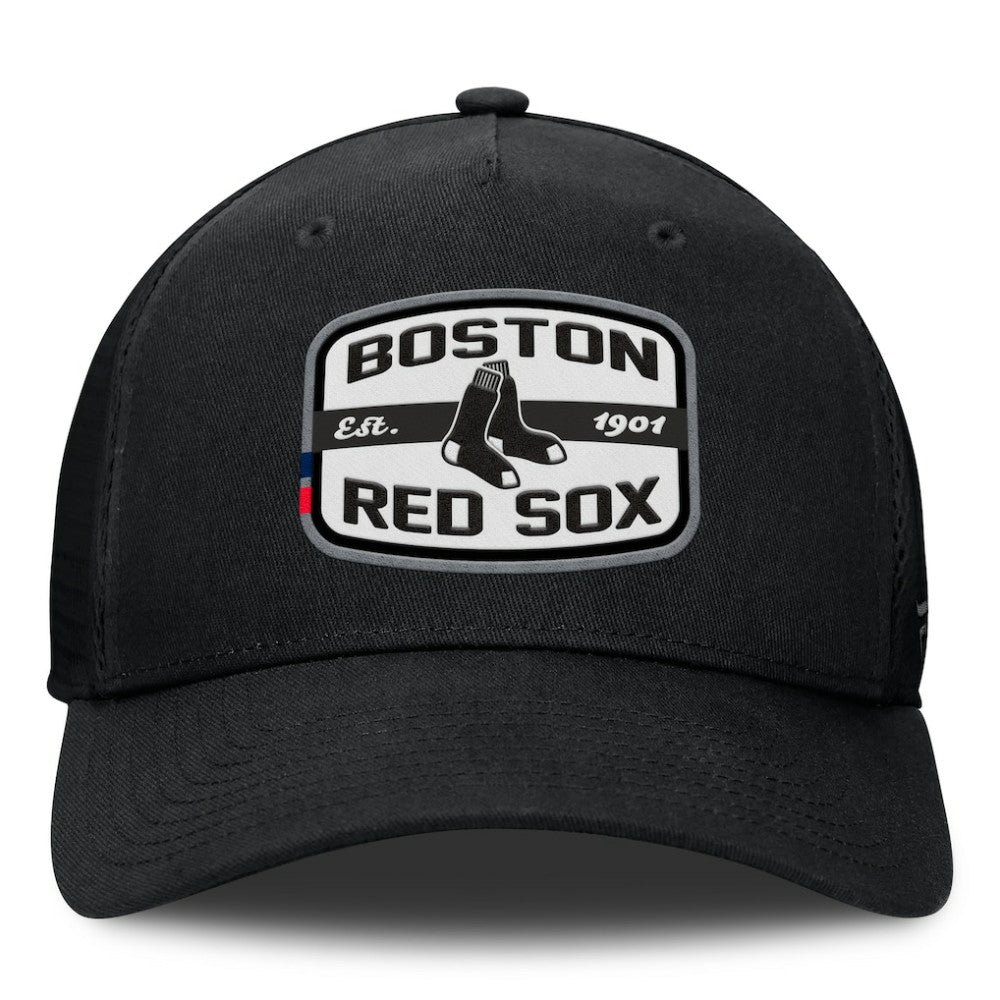 Boston Red Sox Fanatics Team Patch A-Frame Trucker Snapback Hat Lifestyle