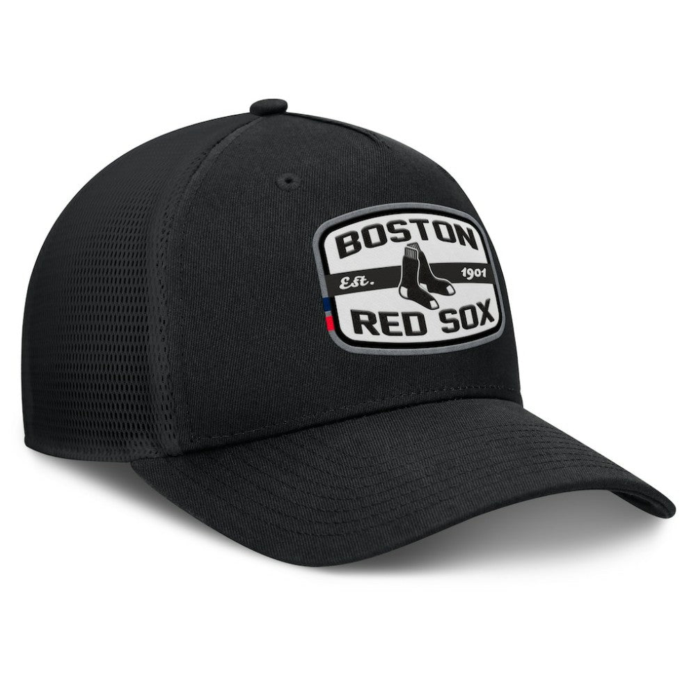 Boston Red Sox Fanatics Team Patch A-Frame Trucker Snapback Hat Lifestyle