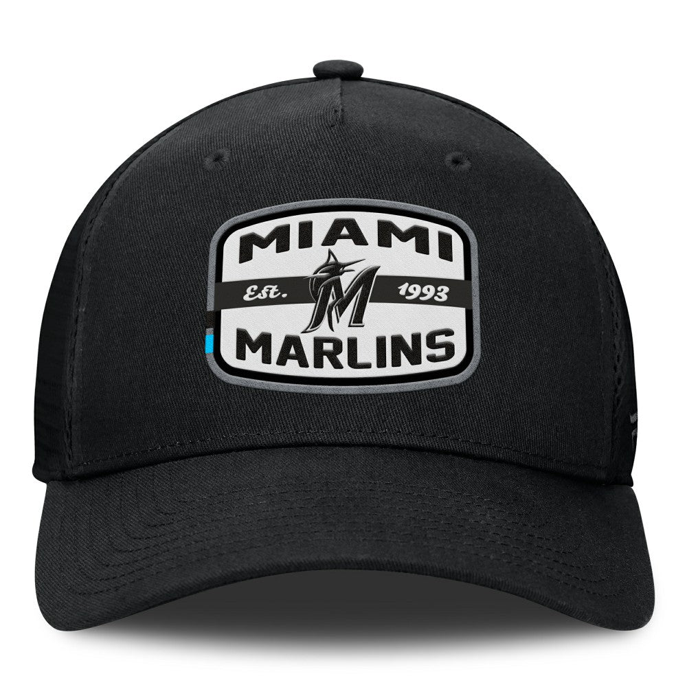 Miami Marlins Fanatics Team Patch A-Frame Trucker Snapback Hat discount