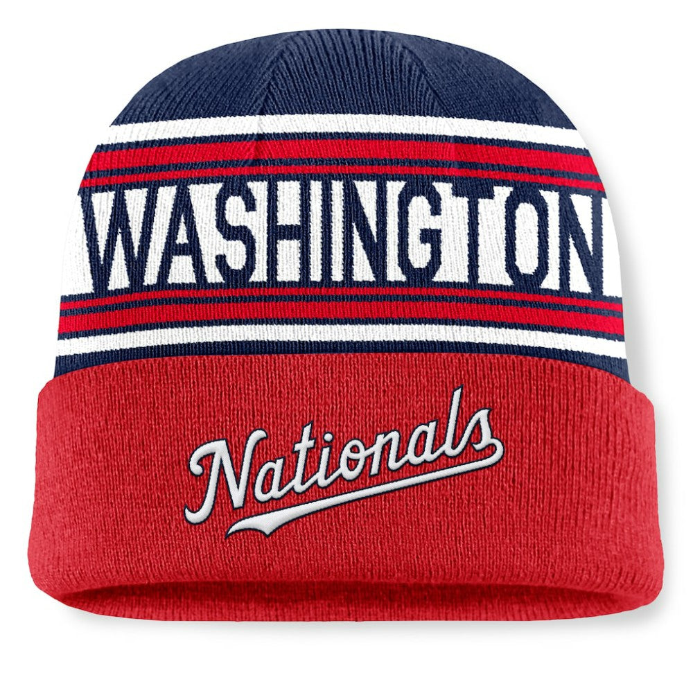 Washington Nationals Fanatics Fundamental Team Stripe Cuffed Knit Hat for sale