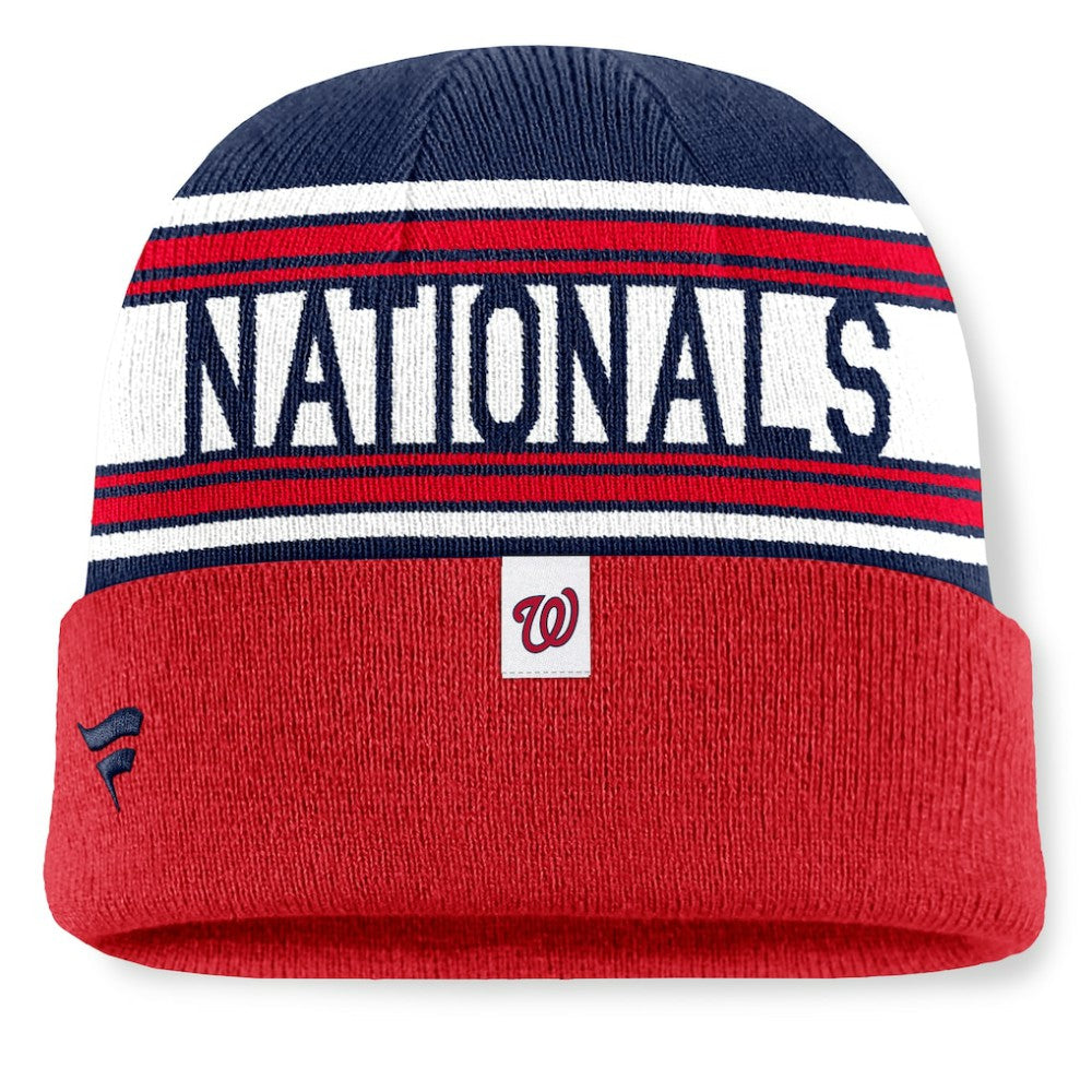 Washington Nationals Fanatics Fundamental Team Stripe Cuffed Knit Hat for sale